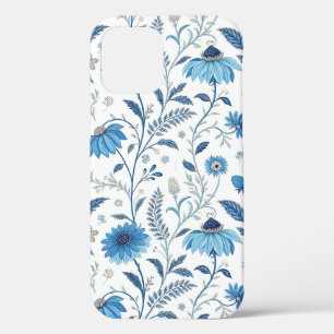 Funda Para iPhone 12 Pro Chinoiserie Blue Echinacea Pattern