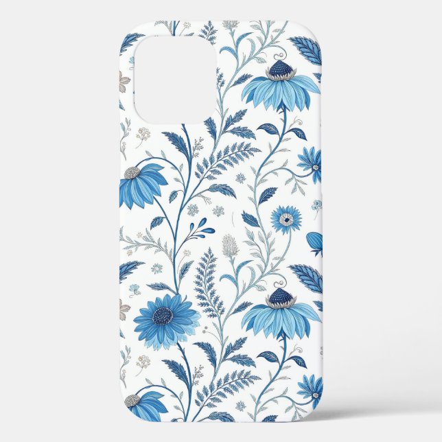 Funda De Case-Mate Para iPhone Chinoiserie Blue Echinacea Pattern (Reverso )
