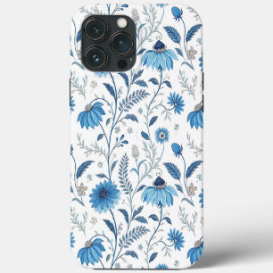 Funda Para iPhone 13 Pro Max Chinoiserie Blue Echinacea Pattern