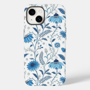 Funda Para iPhone 14 De Case-Mate Chinoiserie Blue Echinacea Pattern