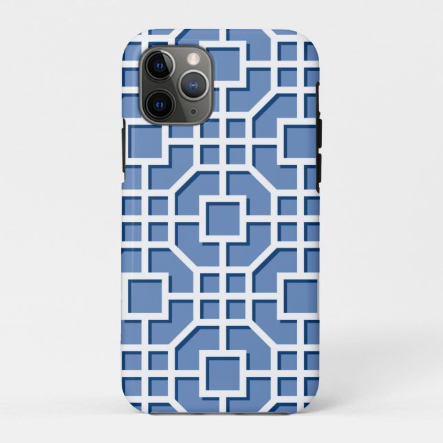 Funda De Case-Mate Para iPhone Chinoiserie Patrón azul y blanco Fret (Reverso)