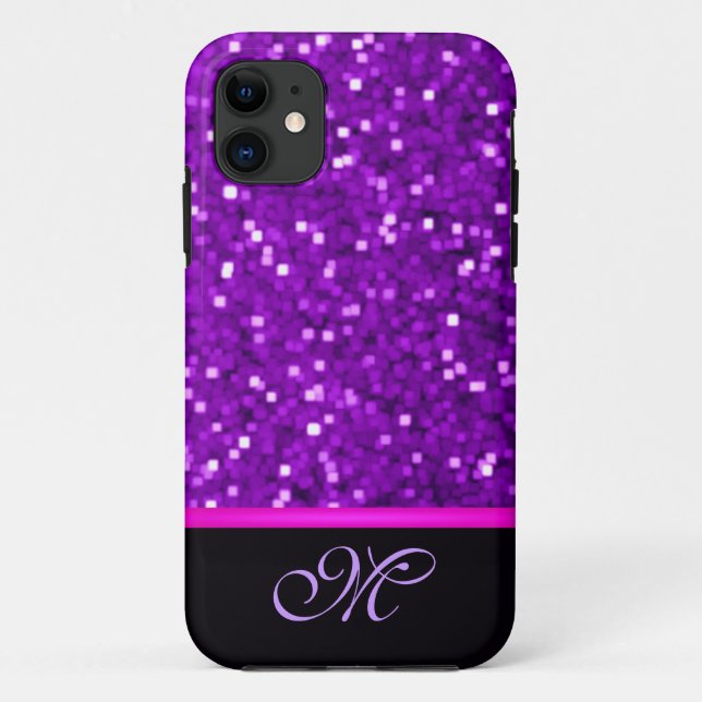 Funda De Case-Mate Para iPhone Chispa femenina Bling de la mamá del monograma (Reverso)