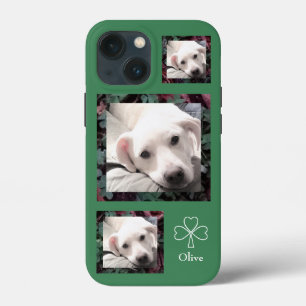 Funda Para iPhone 13 Mini Chispas Cuestas Y Clovers Bonito Cachorro Verde Fu