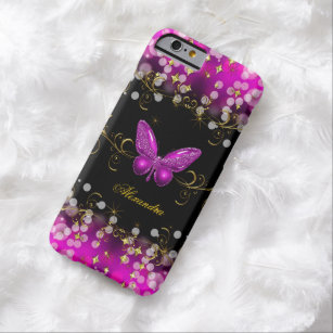 Funda Barely There Para iPhone 6 Chispas exóticas de la mariposa del negro del oro