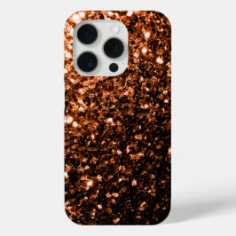 Funda Para iPhone 15 Pro Chispas purpurinas de imitación marrón bronce