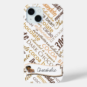 Funda Para iPhone 15 Chocolate, Almendras y Diseño de Texto de Chocolat