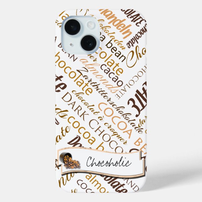 Funda De Case-Mate Para iPhone Chocolate, Almendras y Diseño de Texto de Chocolat (Reverso )