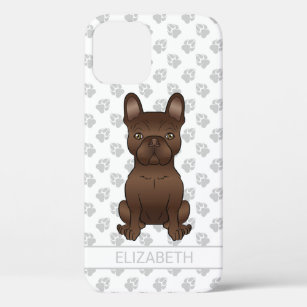 Funda Para iPhone 12 Chocolate Bulldog francés / Perro francés y nombre