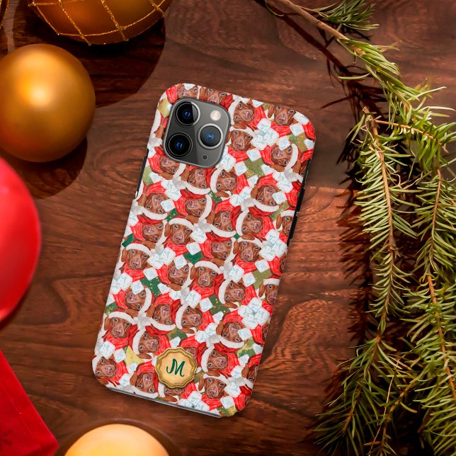 Funda De Case-Mate Para iPhone Chocolate Verde Perro Salchicha Lindo Navidad (Subido por el creador)