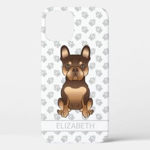 Funda Para iPhone 12 Chocolate Y Tan Bulldog Francés Cute Perro Y Nombr
