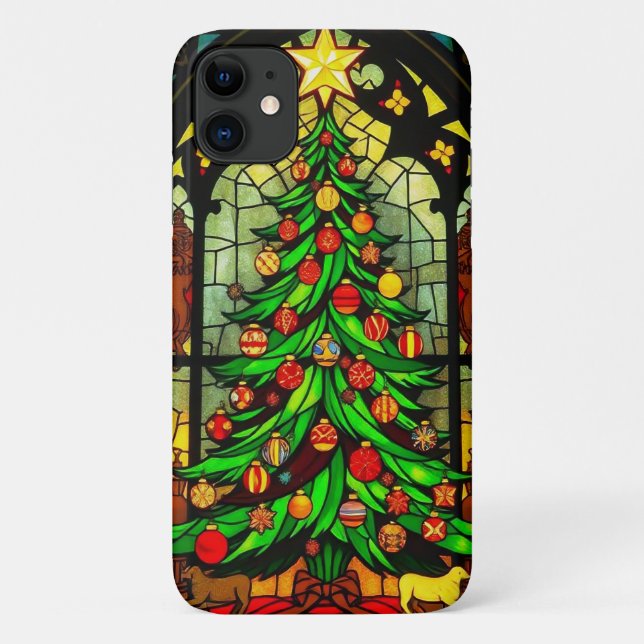 Funda De Case-Mate Para iPhone christmas tree design on (Reverso)