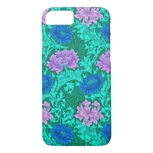 Funda De Case-Mate Para iPhone Chrysanthemums, Aqua y Violet (Reverso)