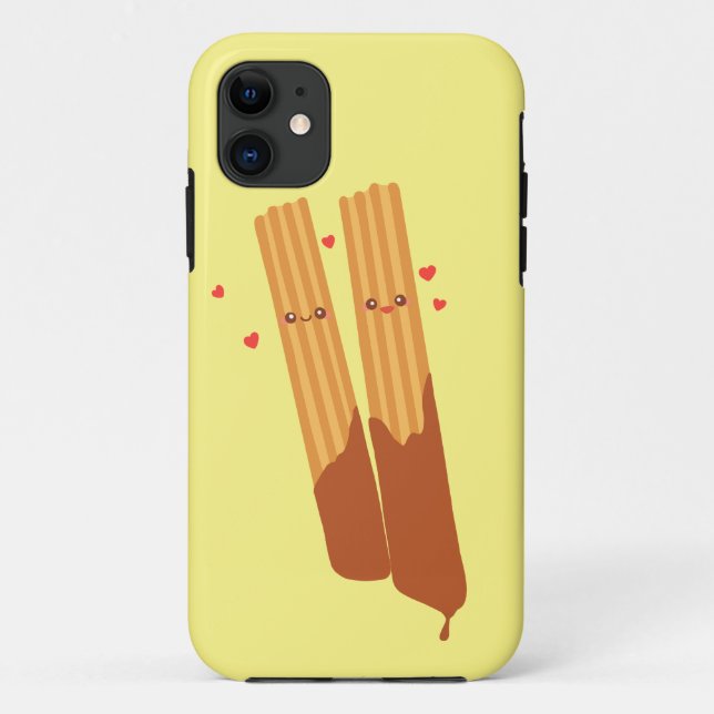 Funda De Case-Mate Para iPhone Churros españoles románticos azules con chocolate (Reverso)