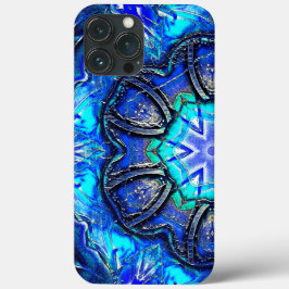 Funda Para iPhone 13 Pro Max Cian y muy azul caleidoscopio de pintura encerada 