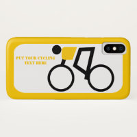 Ciclista montando su bicicleta amarillo, icono neg