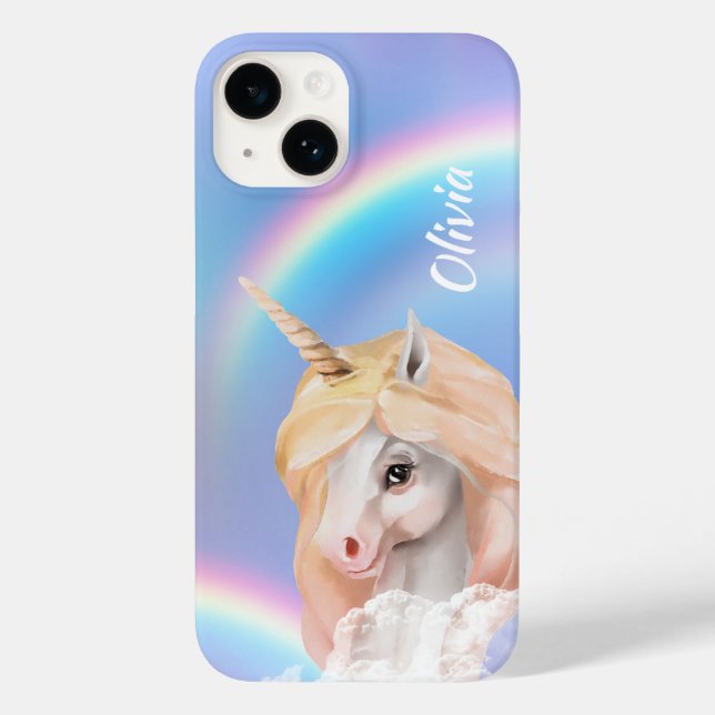 Funda De Case-Mate Para iPhone Cielo arcoiris de Unicornio blanco (Reverso )