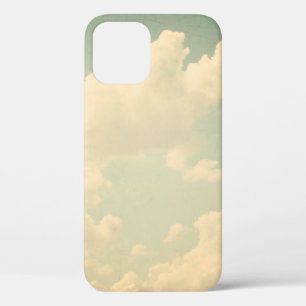 Funda Para iPhone 12 Cielo azul con nubes esponjosas blancas, vintage,