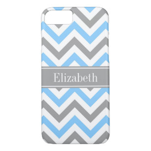 Funda Para iPhone 8/7 Cielo Azul Dk Gris Whats LG Nombre Gris Monograma
