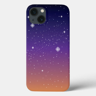 Funda Para iPhone 13 Cielo de puesta de sol estrellado púrpura y dorado
