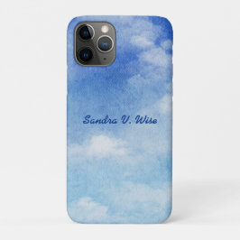 Funda Para iPhone 11 Pro Cielos Soñados Acuarela Azul y Blanco Tranquilos