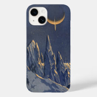 Ciencia ficción vintage, planeta de nieve de luna