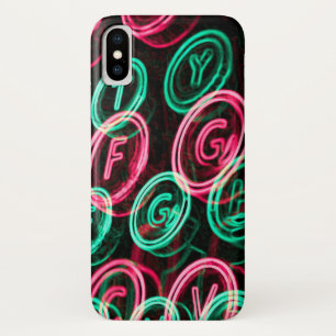 Funda Para iPhone X Cierre de las teclas de máquina de escribir neón