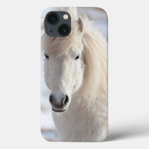 Funda Para iPhone 13 Ciérrese para arriba de un caballo islandés blanco