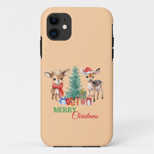 Funda De Case-Mate Para iPhone Ciervo de Navidad lindo Santa Fiesta de Navidad (Reverso)