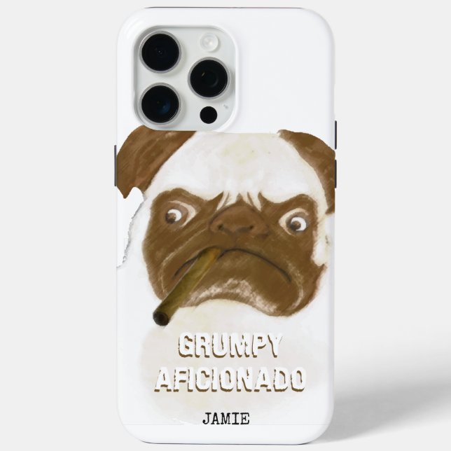 Funda De Case-Mate Para iPhone Cigar de puggy negro personalizado AFICIONADO (Reverso )