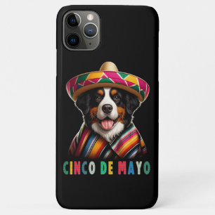 Funda Para iPhone 11 Pro Max Cinco De Mayo Bernese Perro con Poncho y Sombrero