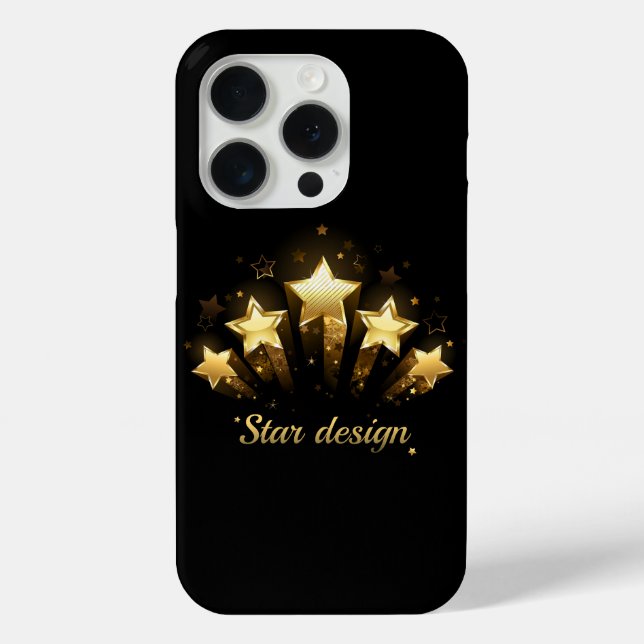 Funda De Case-Mate Para iPhone Cinco estrellas de oro en negro (Reverso )