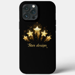 Funda Para iPhone 13 Pro Max Cinco estrellas de oro en negro