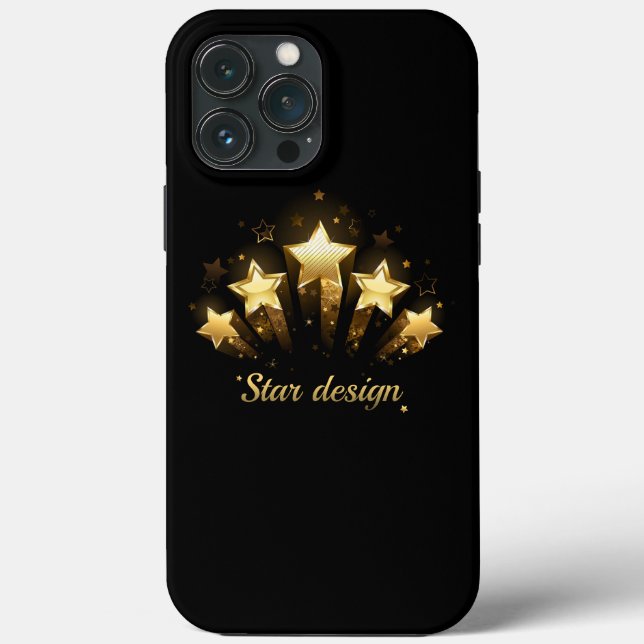 Funda De Case-Mate Para iPhone Cinco estrellas de oro en negro (Reverso )