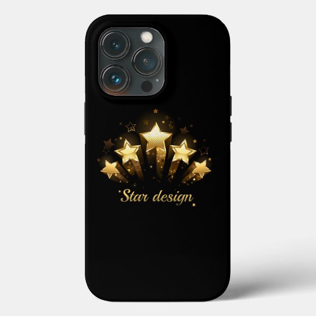 Funda De Case-Mate Para iPhone Cinco estrellas de oro sobre negro (Reverso )