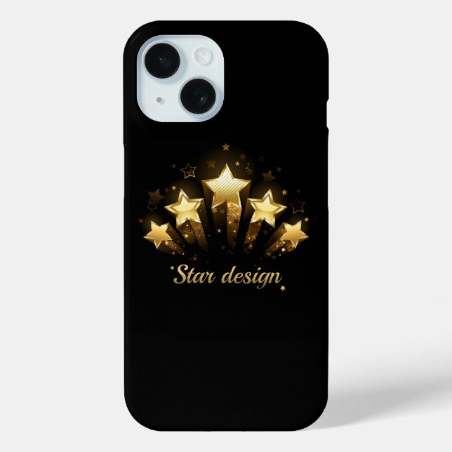 Funda De Case-Mate Para iPhone Cinco estrellas de oro sobre negro (Reverso )
