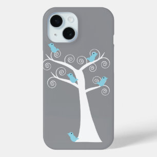 Funda Para iPhone 15 Cinco pájaros azules en un caso de árbol