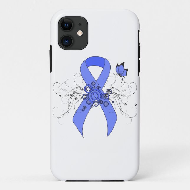 Funda De Case-Mate Para iPhone Cinta azul con mariposa (Reverso)