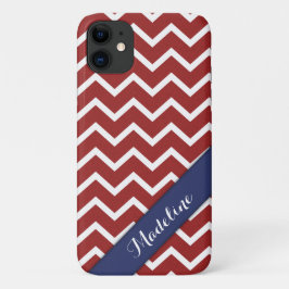 Funda Para iPhone 11 Cinta azul trendy de color rojo blanco