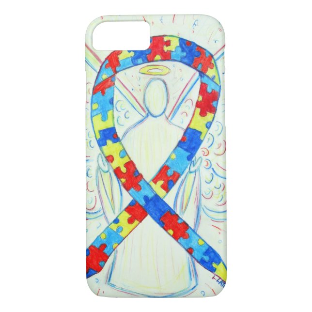 Funda De Case-Mate Para iPhone Cinta de sensibilización de rompecabezas Angel Per (Reverso)