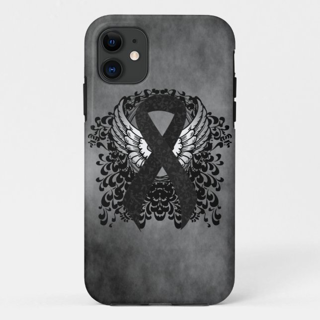 Funda De Case-Mate Para iPhone Cinta negra con alas (Reverso)