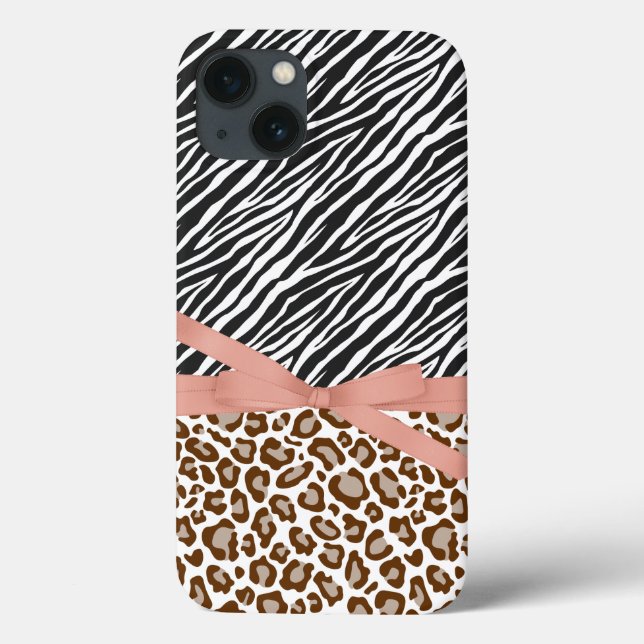 Funda De Case-Mate Para iPhone Cinta rosada de cebra de leopardo marrón (Reverso)