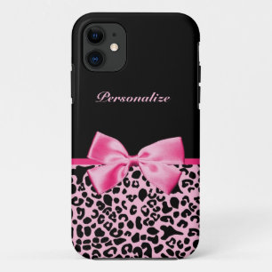 Funda Para iPhone 11 Cinta rosada y negra de moda de las rosas fuertes