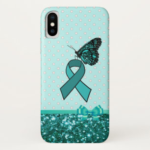 Funda Para iPhone X Cinta Verde azulada de sensibilización sobre el cá