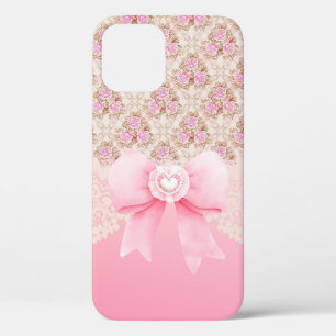 Funda Para iPhone 12 Cinta Y Encaje De Rosas Florales Rosa Girona Vinta
