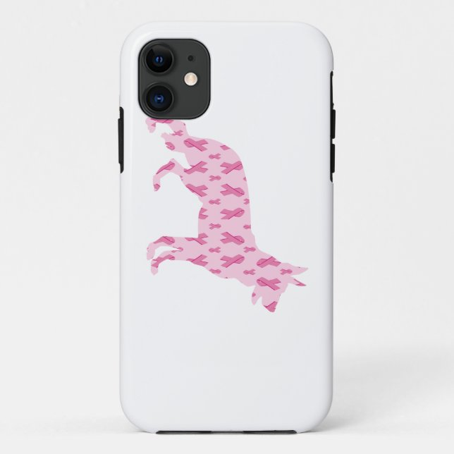 Funda De Case-Mate Para iPhone Cintas de cáncer rosado de pastor alemanas (Reverso)