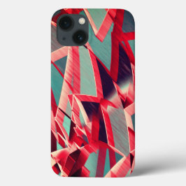 Funda Para iPhone 13 Cintas rojas curvadas sobre gris azulado, con llov
