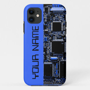 Funda Para iPhone 11 Circuito azul 2 "Nombre" del lado del estuche para