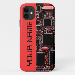 Funda Para iPhone 11 Circuito rojo 2 "Nombre" del lado del estuche para