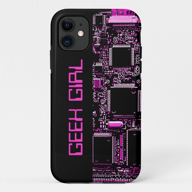 Funda De Case-Mate Para iPhone Circuito rosa "Chica Geek" estuche para iPhone neg (Reverso)