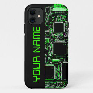 Funda Para iPhone 11 Circuito verde 2 "Nombre" del lado del estuche par